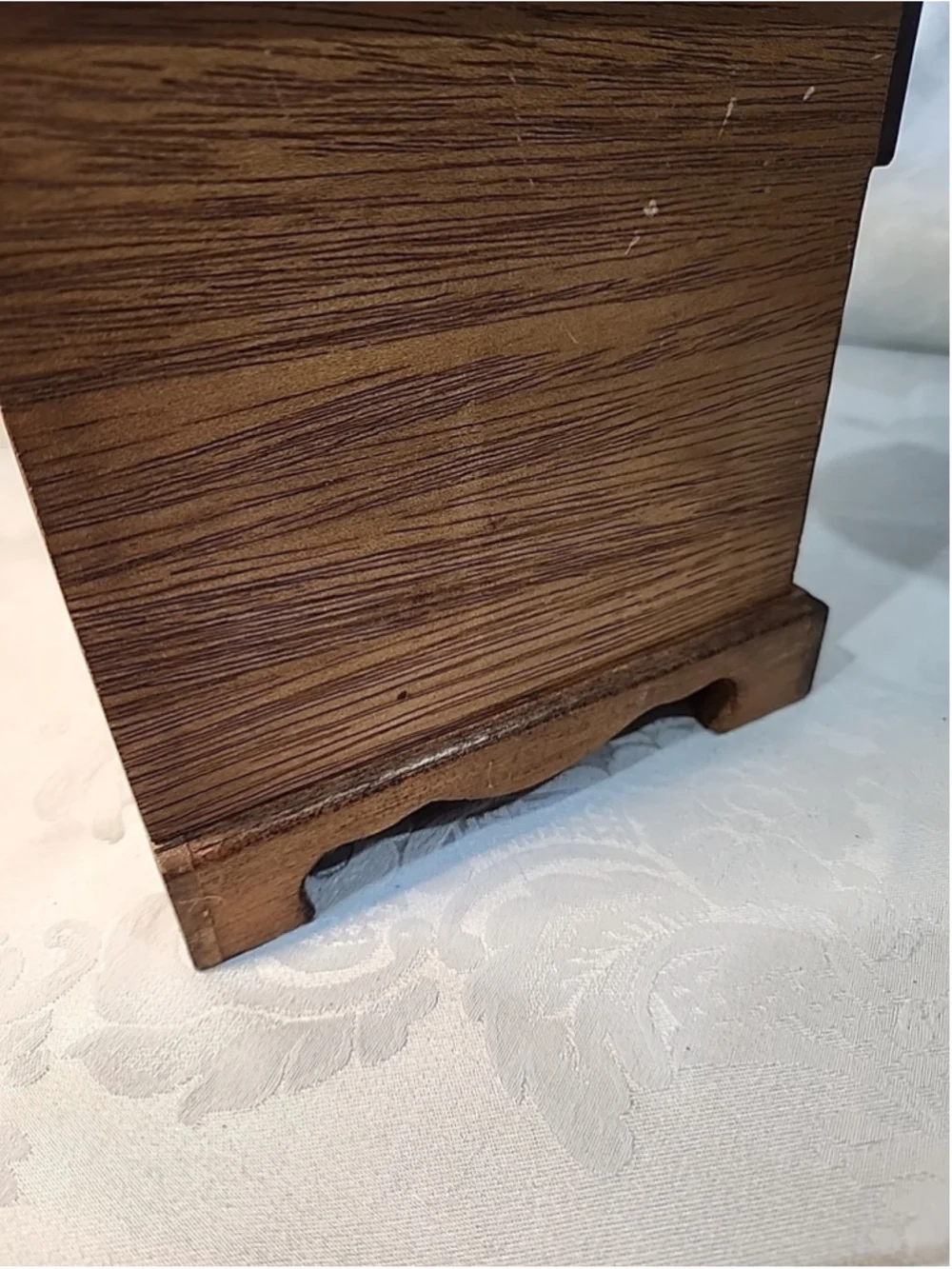 1970s Wooden Jewelry Box Large Top Storage 2 Drawers